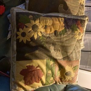 Two decorative couch pillows